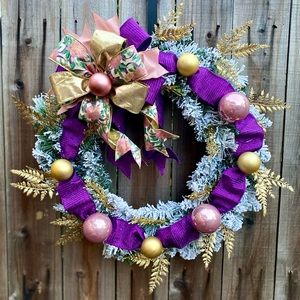 Pink, purple and gold Christmas wreath